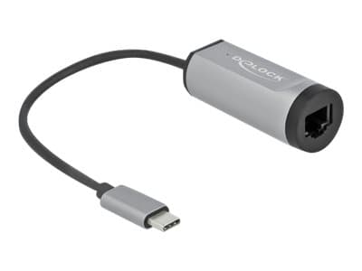 Delock - Nätverksadapter - USB-C 3.2 Gen 1 / Thunderbolt 3 - Gigabit Ethernet x 1 - grå Svart, Grå
