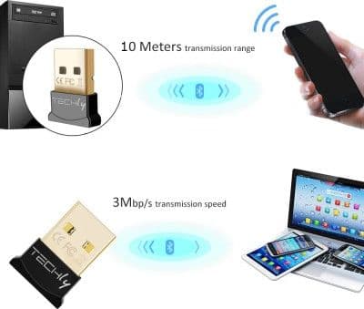 Techly IDATA USB-BLT4TY, Trådlös, USB, Bluetooth, 3 Mbit/s, Svart