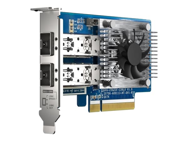 QNAP QXG-25G2SF-CX6 - Nätverksadapter - PCIe 4.0 x8 låg profil - 25 Gigabit SFP28 x 2 - för QNAP TS-H2490FU