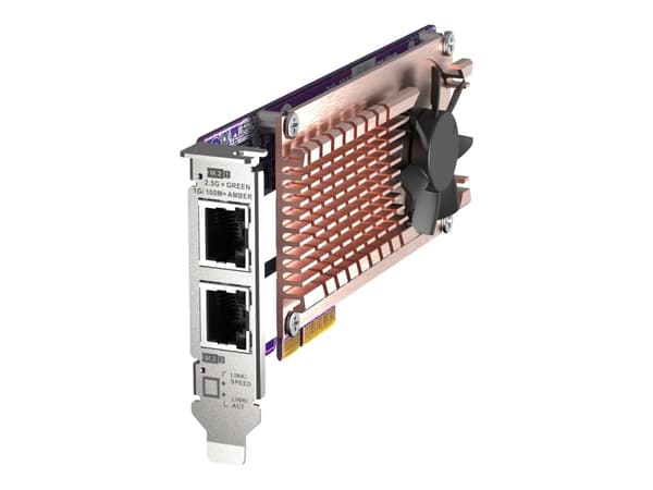 QNAP QM2-2P2G2T - Diskkontroller - M.2 - M.2 NVMe Card / PCIe 3.0 (NVMe) - lav profil - PCIe 3.0 x4, 2.5 Gigabit Ethernet - for QNAP QVP-63, TS-453,