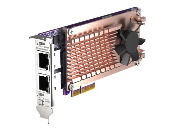 QNAP QM2-2P2G2T - Diskkontroller - M.2 - M.2 NVMe Card / PCIe 3.0 (NVMe) - lav profil - PCIe 3.0 x4, 2.5 Gigabit Ethernet - for QNAP QVP-63, TS-453,