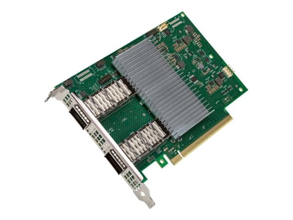 Intel E810-2CQDA2 - Nätverksadapter - PCIe 4.0 x16 - QSFP28 x 2 Grön, Grå