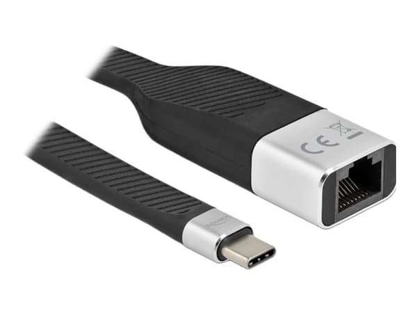 Delock - Nettverksadapter - USB-C 3.2 Gen 1 - Gigabit Ethernet - svart, sølv Sort, Sølv