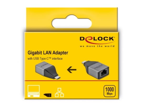Delock - Nätverksadapter - USB-C 3.2 Gen 1 - Gigabit Ethernet - grå