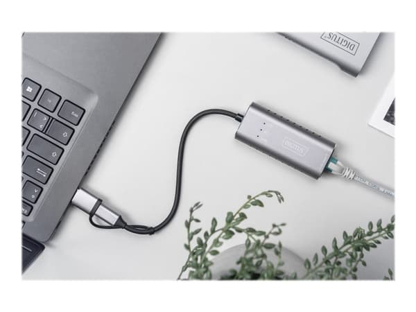 DIGITUS DN-3028 - Nettverksadapter - USB-C / USB-A - 2.5GBase-T - grå