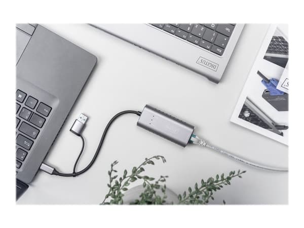 DIGITUS DN-3028 - Nettverksadapter - USB-C / USB-A - 2.5GBase-T - grå