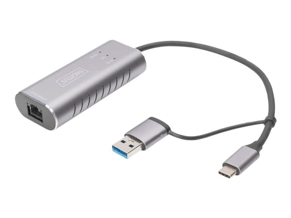 DIGITUS DN-3028 - Nettverksadapter - USB-C / USB-A - 2.5GBase-T - grå