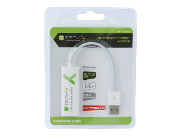 TECHly - Nätverksadapter - USB 2.0 - 10/100 Ethernet x 1 - vit