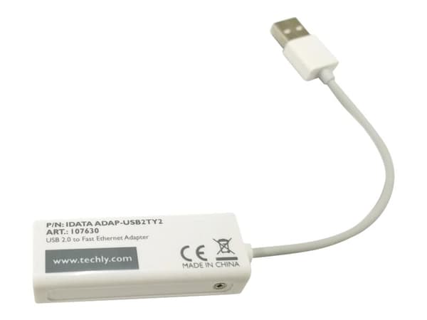 TECHly - Nätverksadapter - USB 2.0 - 10/100 Ethernet x 1 - vit