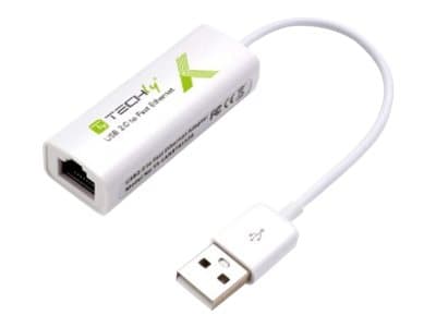 TECHly - Nätverksadapter - USB 2.0 - 10/100 Ethernet x 1 - vit Vit
