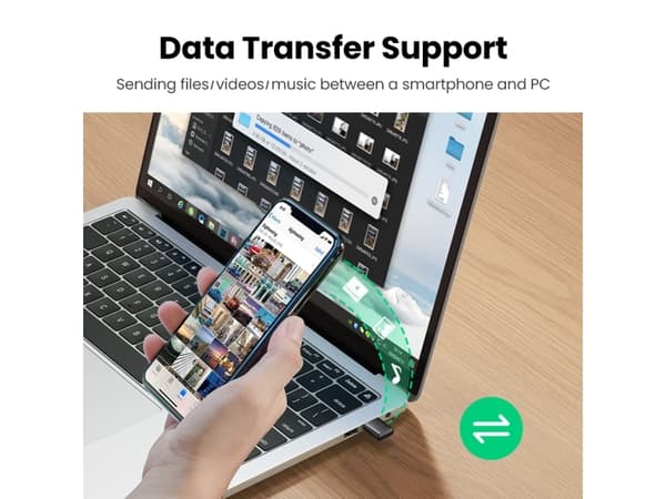 Ugreen - Nettverksadapter - USB 2.0 - Bluetooth 5.0 - svart