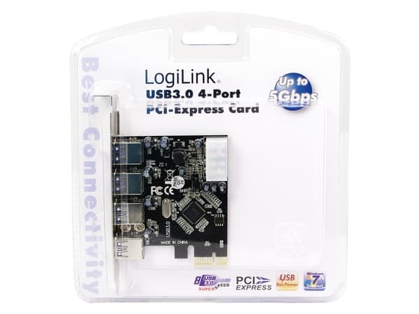 LogiLink PC0057, PlayStation Network, USB 3.2 Gen 1 (3.1 Gen 1), Full høyde, 4x USB 3.0 A FM, Sort, PC