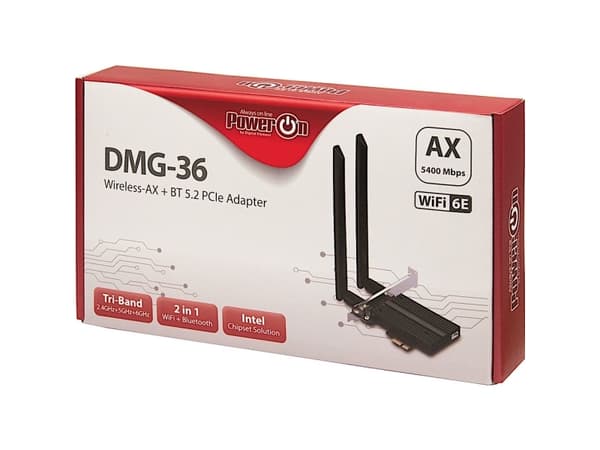 Inter-Tech DMG-36 - Nettverksadapter - PCIe 2.0 - Bluetooth 5.2, Wi-Fi 6E