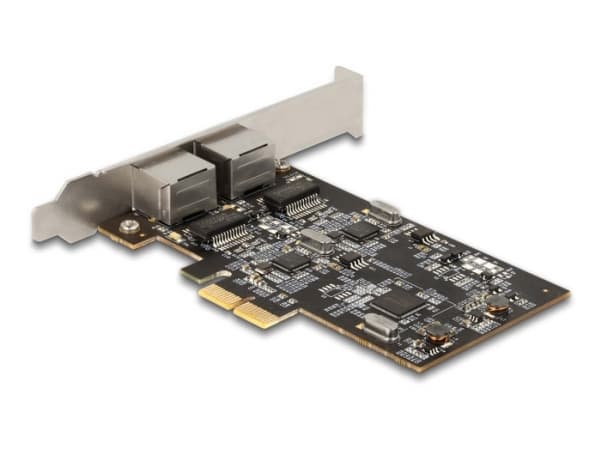 Delock - Nätverksadapter - PCIe 2.1 x2 låg profil - 100M/1G/2.5G Gigabit Ethernet x 2