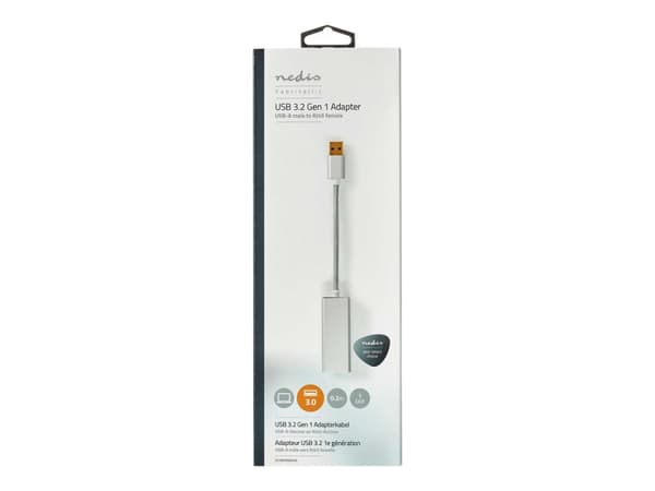 Nedis - Nätverks-/USB-adapter - USB 3.2 Gen 1 - Gigabit Ethernet x 1 - silver