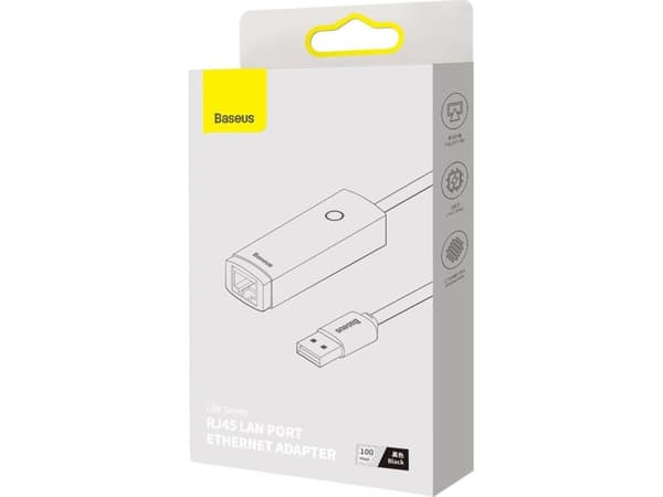 Baseus Lite Series USB til RJ45 nettverksadapter, 100 Mbps (svart)