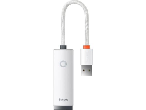 Baseus Lite Series USB- till RJ45-nätverksadapter, 100 Mbps (vit)