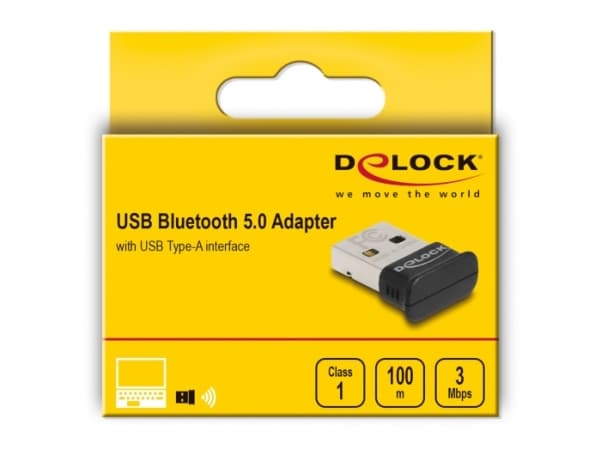 Delock - Nätverksadapter - USB - Bluetooth 5.0 LE, Bluetooth 5.0 EDR - Klass 1