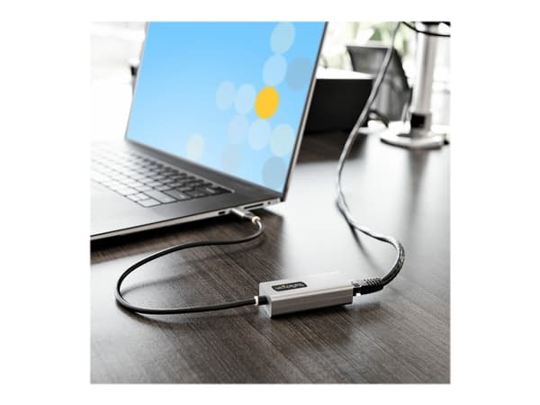 StarTech.com USB-C to Ethernet Adapter, 10/100/1000 Mbps, Gigabit Network Adapter w/ ASIX AX88179A Chip, 1ft/30cm Cable, USB Type C to RJ45 Ethernet Sort, Grå