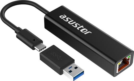 Asustor AS-U2.5G2, Koblet med ledninger (ikke trådløs), USB Type-C, Ethernet, 292,67 Mbit/s, Sort Sort