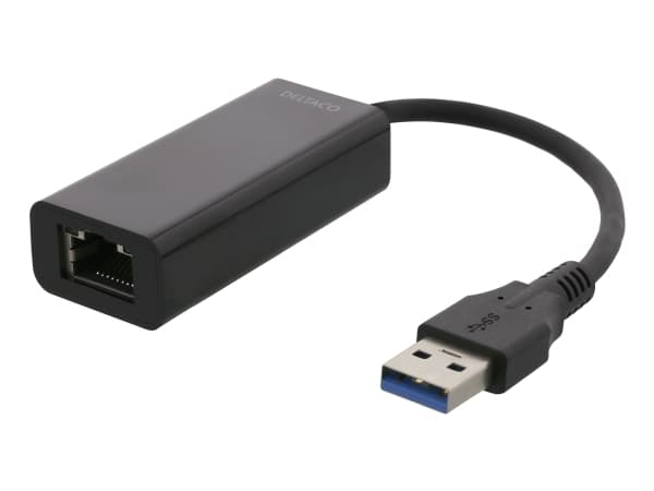 DELTACO USB3-GIGA5 - Verkkosovitin - USB 3.0 - Gigabit Ethernet - musta
