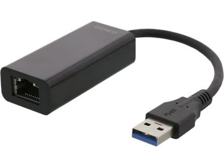 DELTACO USB3-GIGA5 - Verkkosovitin - USB 3.0 - Gigabit Ethernet - musta