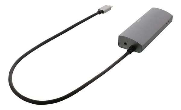 DELTACO USB-C-nav og nettverksadapter, USB-C ha, RJ45 ho, 3xUSB-A 3.0