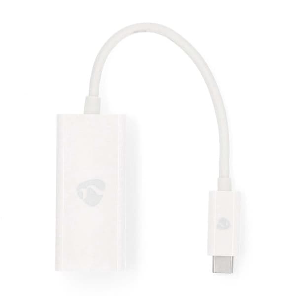 Nedis USB-nätverkskort | USB 3.2 Gen 1 | 1000 Mbps | USB-C™ Hane | RJ45 Hona | 0.20 m | Rund | Nickelplaterad | Förtent Koppar | Vit | Kuvert