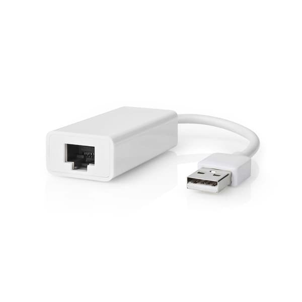 Nedis USB-nettverkskort | USB 2.0 | 100 Mbps | USB-A Han | RJ45 Hun | 0.20 m | Rund | Gull belagt / Nikkel belagt | Bare kobber | Hvit | Boks