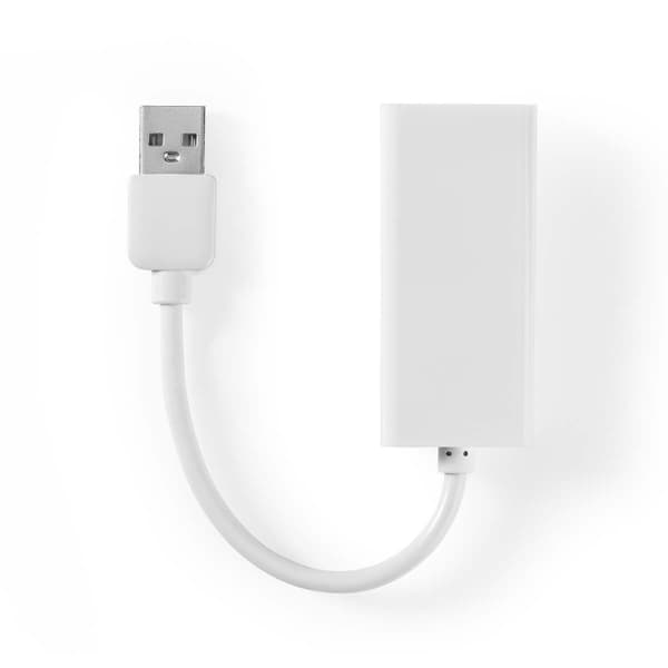 Nedis USB-nettverkskort | USB 2.0 | 100 Mbps | USB-A Han | RJ45 Hun | 0.20 m | Rund | Gull belagt / Nikkel belagt | Bare kobber | Hvit | Boks