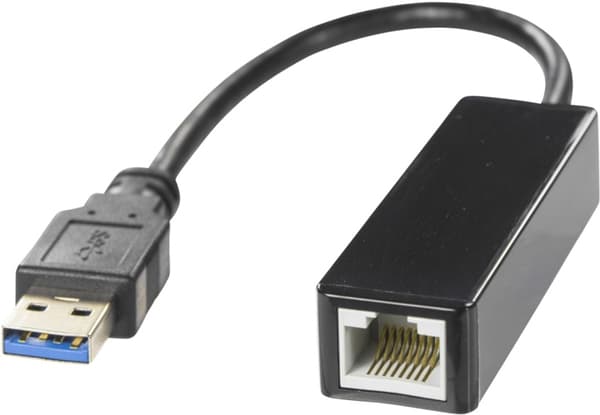 DELTACO USB 3.0 nettverksadapter, gigabit, 1xRJ45, svart Sort