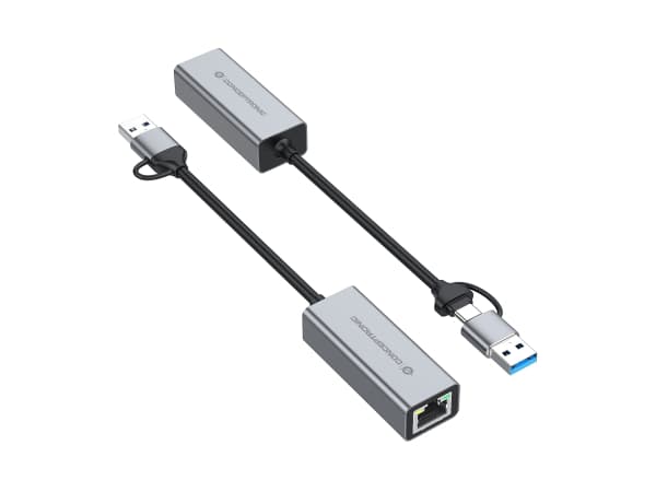 Conceptronic ABBY08G, Kabel, USB Type-A/USB Type-C, Ethernet, 5000 Mbit/s, Grå