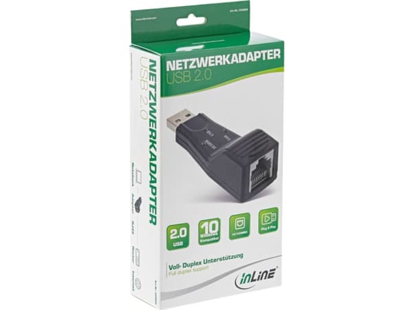 InLine 33380H, Koblet med ledninger (ikke trådløs), USB, Ethernet, 100 Mbit/s, Sort