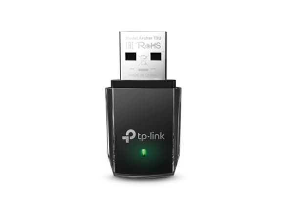 TP-Link Archer T3U, Koblet med ledninger (ikke trådløs), USB, WLAN, Wi-Fi 5 (802.11ac), 867 Mbit/s, Sort