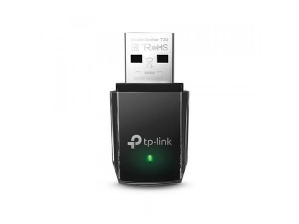 TP-Link Archer T3U, Koblet med ledninger (ikke trådløs), USB, WLAN, Wi-Fi 5 (802.11ac), 867 Mbit/s, Sort
