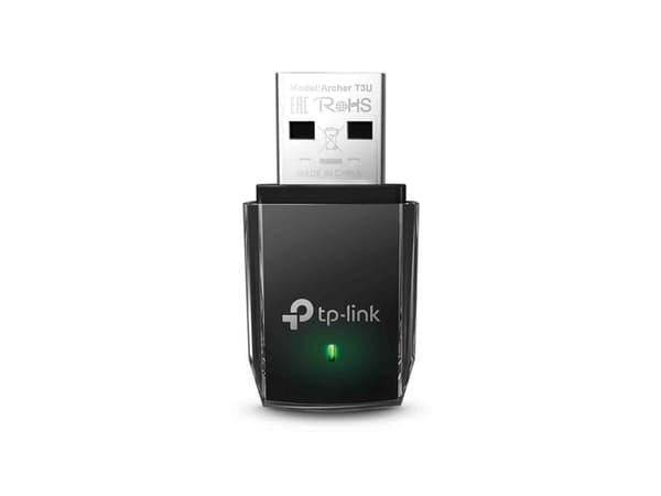 TP-Link Archer T3U, Koblet med ledninger (ikke trådløs), USB, WLAN, Wi-Fi 5 (802.11ac), 867 Mbit/s, Sort
