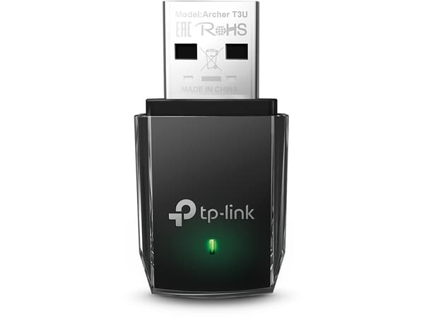 TP-Link Archer T3U, Koblet med ledninger (ikke trådløs), USB, WLAN, Wi-Fi 5 (802.11ac), 867 Mbit/s, Sort Sort