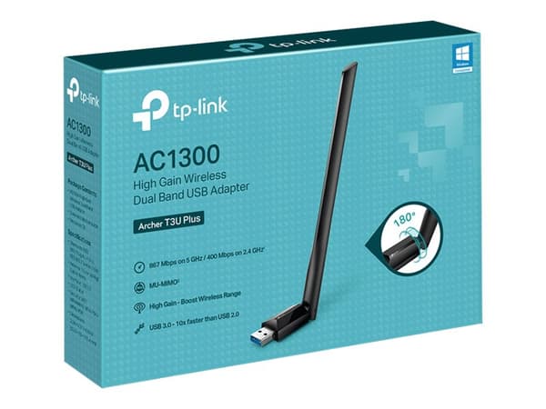TP-Link Archer T3U Plus - Nettverksadapter - USB 3.0 - Wi-Fi 5 Sort