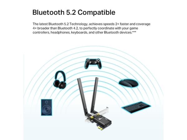 TP-Link Archer TX20E, Sisäinen, Langaton, PCI Express, WLAN / Bluetooth, 1800 Mbit/s, Musta