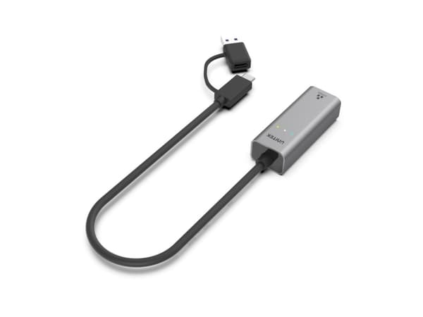 Unitek U1313C - Nettverksadapter - USB-C / USB-A - 10M/100M/1G/2,5 Gigabit Ethernet - romgrå