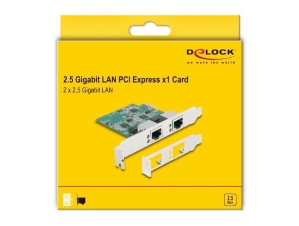 Delock - Nätverksadapter - PCIe 2.1 låg profil - 10M/100M/1G/2.5 Gigabit Ethernet x 1