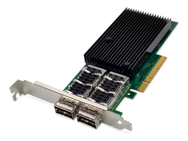 DIGITUS - Nettverksadapter - PCIe 3.0 x8 - 40 Gigabit QSFP+ x 2 Sort, Grønn