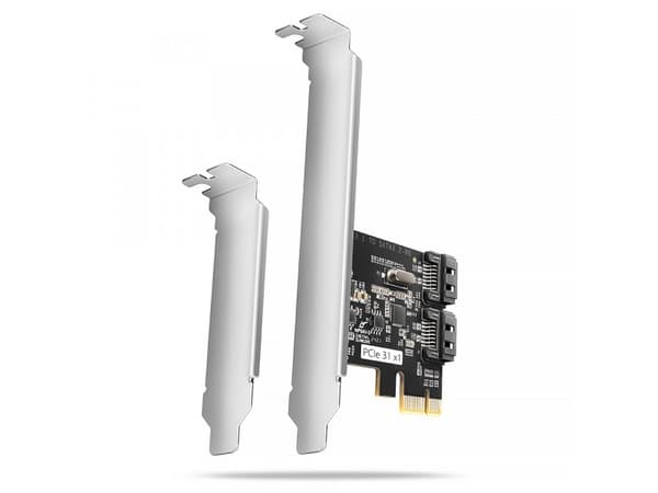 Axagon PCES-SJ2 PCIe-kontroller 2x intern SATA 6G-port JMB582 SP og LP-brikkesett Sort