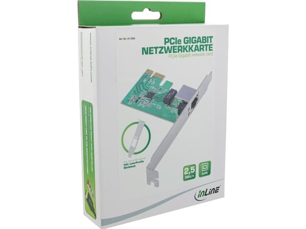 InLine 51125A, Sisäinen, Langallinen, PCI Express, Ethernet, 2500 Mbit/s, Kromi, Vihreä