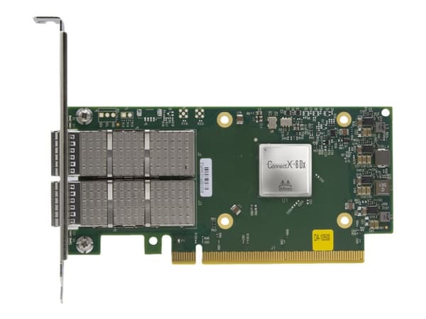 Lenovo ThinkSystem Mellanox ConnectX-6 Dx - Nettverksadapter - PCIe 4.0 x16 lav profil - 100 Gigabit QSFP56 x 2 - for ThinkAgile MX3330-F Appliance; Sort, Grønn, Rustfritt stål