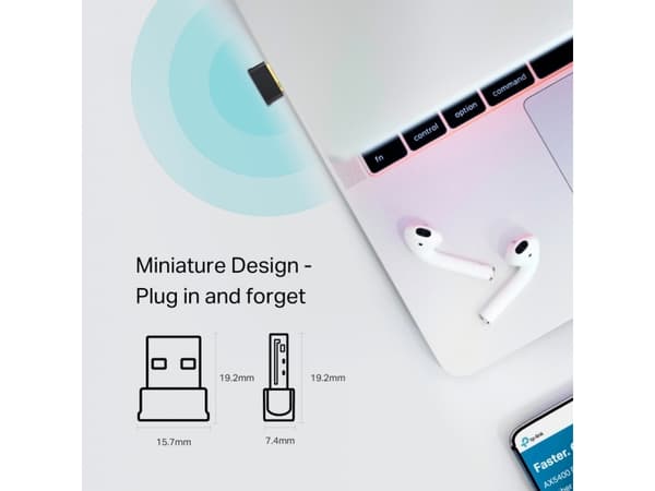 TP-Link Archer T2UB Nano, Trådlös, USB, WLAN / Bluetooth, Wi-Fi 5 (802.11ac), 433 Mbit/s, Svart