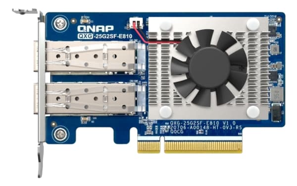 QNAP QXG-25G2SF-E810 - Nätverksadapter - PCIe 4.0 x8 låg profil - 25 Gigabit SFP28 x 2 - för P/N: CAB-DAC15M-SFP28, CAB-DAC30M-SFP28, TRX-10GITSFPP-S