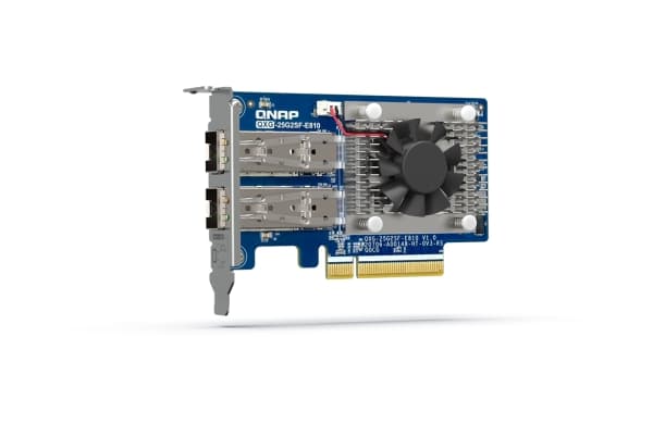 QNAP QXG-25G2SF-E810 - Nätverksadapter - PCIe 4.0 x8 låg profil - 25 Gigabit SFP28 x 2 - för P/N: CAB-DAC15M-SFP28, CAB-DAC30M-SFP28, TRX-10GITSFPP-S