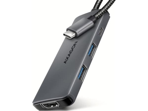 Axagon HMC-5H8K USB 5Gbps hub 2x USB-A USB-C HDMI 8k/30Hz PD 100W kabel USB-C Wired USB 3.2 Gen 1 (3.1 Gen 1) Type-C Grey