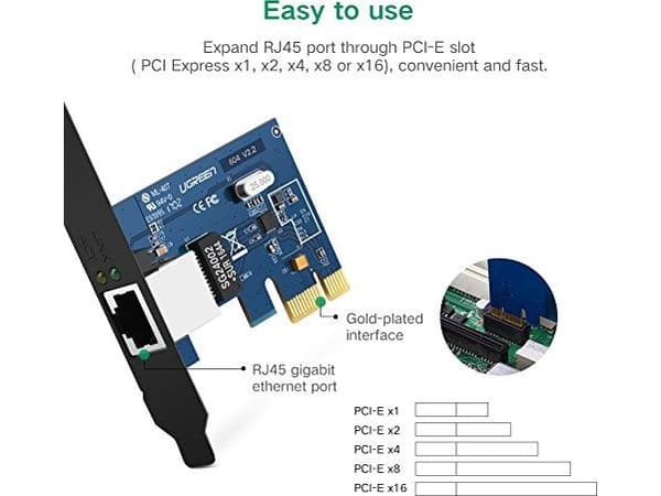 Sieciowa-kort Ugreen US230 Gigabit 10/100/1000 Mbps PCI-E - svart